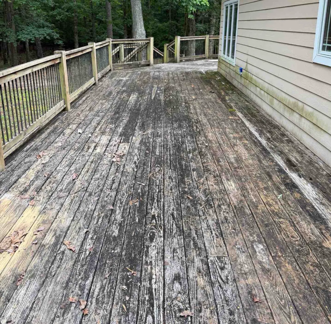 Before and after Wood Deck Restoration
